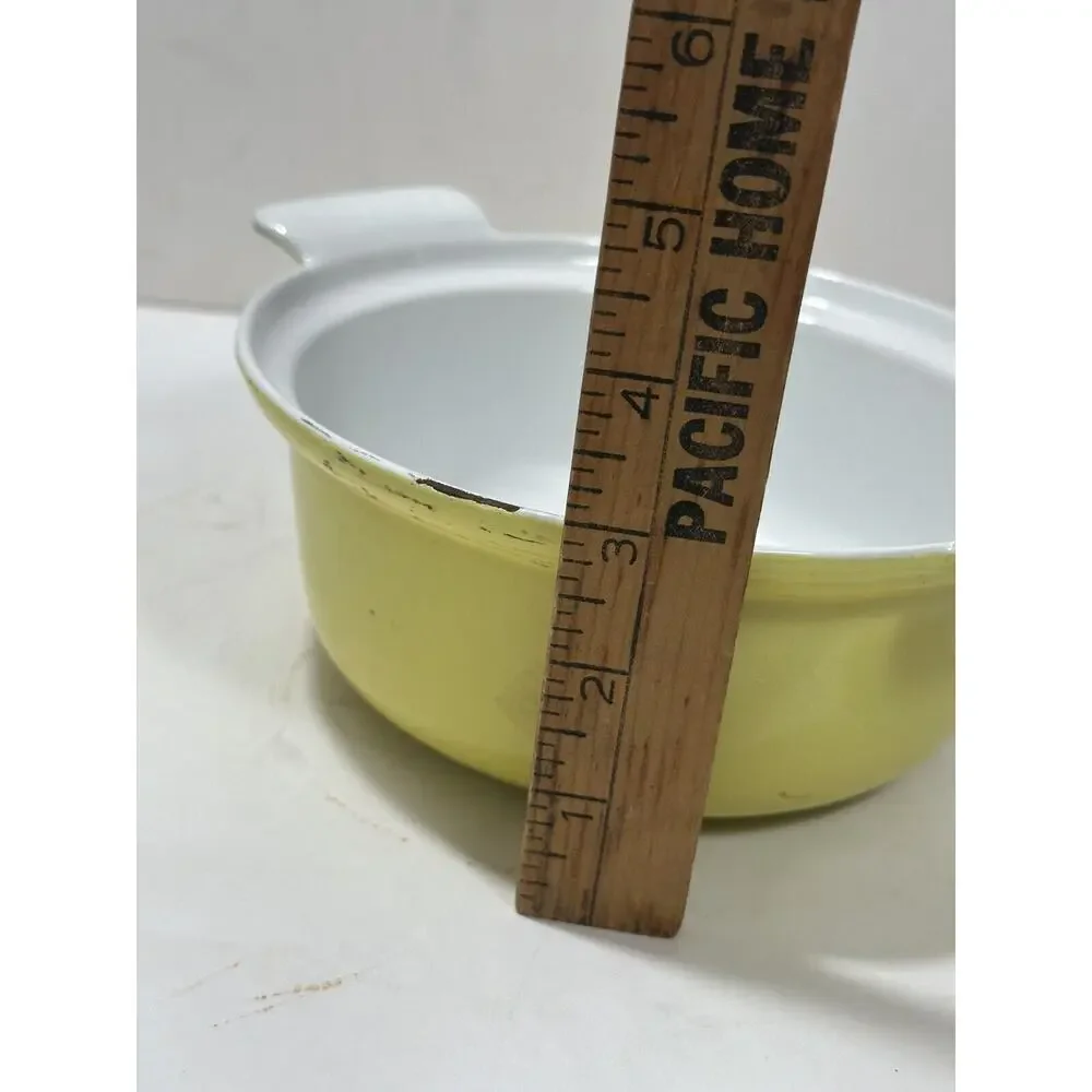 Descoware Casserole Dish‎ Pan Enameled Cast Iron 17B 18 FE Yellow No Lid Belgium